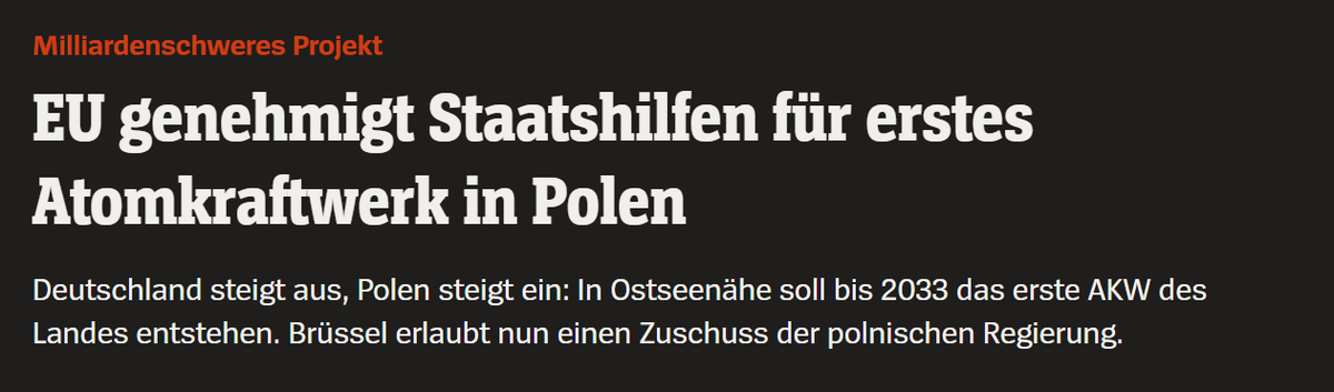 EU genehmigt Staatshilfen für erstes Atomkraftwerk in Polen.