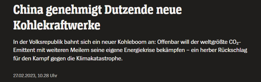 Chinas Kohlepläne