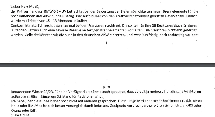 Die sollten für ihre 58 Reaktoren doch für deren laufenden Betrieb auch eine gewisse Reserve an fertigen Brennelementen vorhalten. Die bräuchten nicht erst gefertigt werden, vielleicht könnten wir die auch in den deutschen AKW einsetzen, und zwar kurzfristig, noch rechtzeitig vor dem kommenden Winter 22/23.