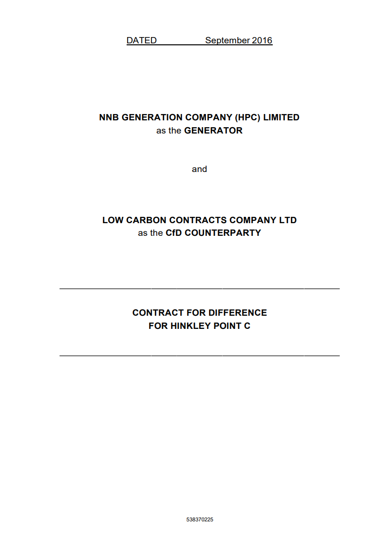 Vertrag über Differenzzahlungen für Hinkley Point C.