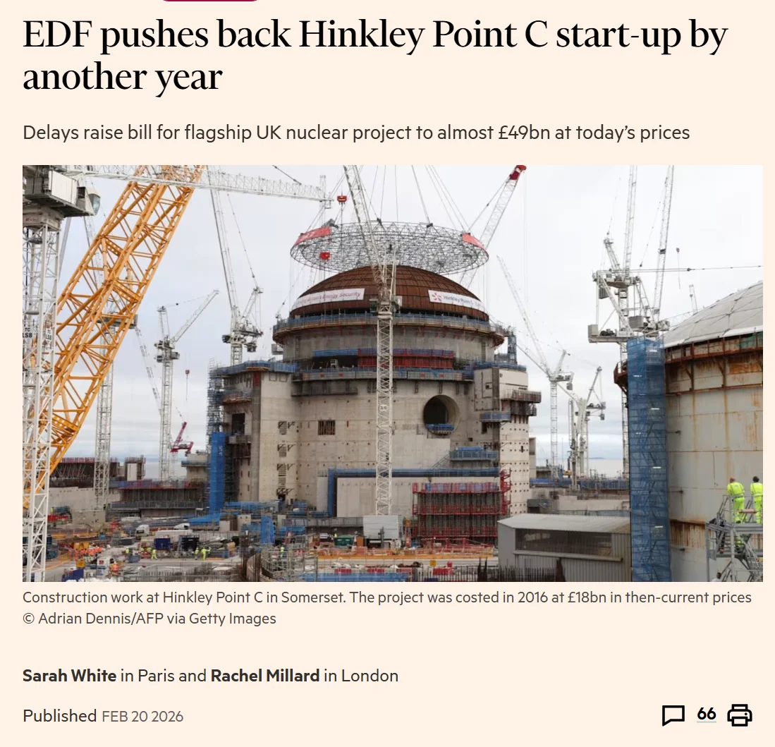 EDF verschiebt die Inbetriebnahme von Hinkley Point C um ein weiteres Jahr