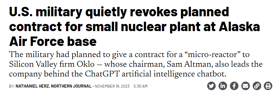 Oklo SMR-Projekt zurückgezogen