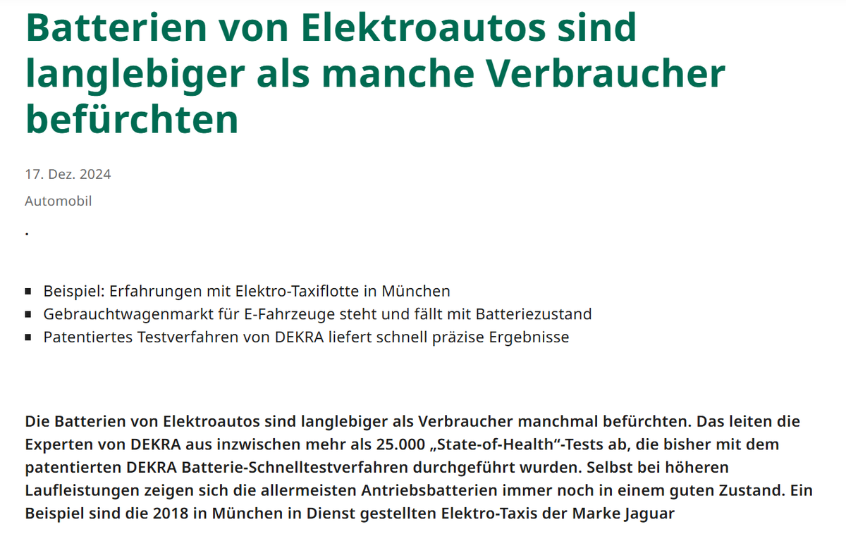 Batterien von Elektroautos sind langlebiger als manche Verbraucher befürchten