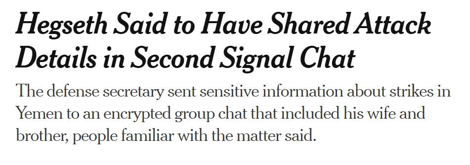 Hegseth soll Details zum Angriff in einem zweiten Signal-Chat geteilt haben.