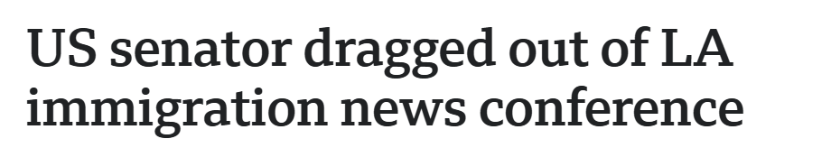 US-Senator aus Pressekonferenz zur Einwanderung in Los Angeles entfernt.