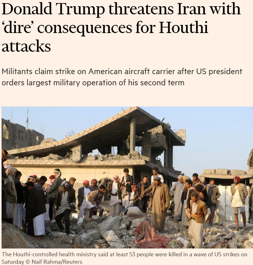 Donald Trump threatens Iran with ‘dire’ consequences for Houthi attacks