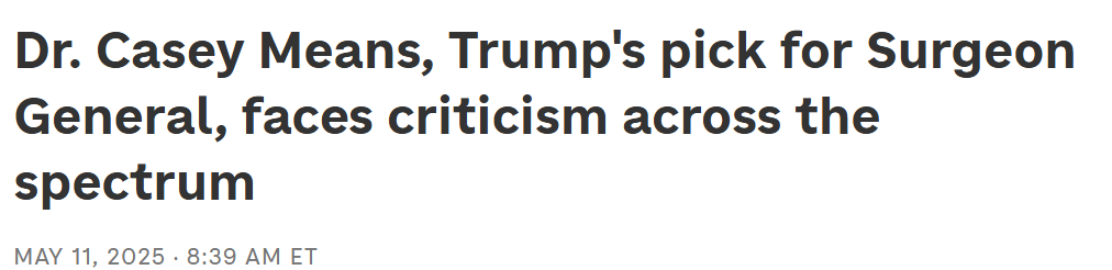 Dr. Casey Means, Trumps Kandidatin für das Amt der Gesundheitsministerin, sieht sich Kritik aus allen Lagern ausgesetzt.