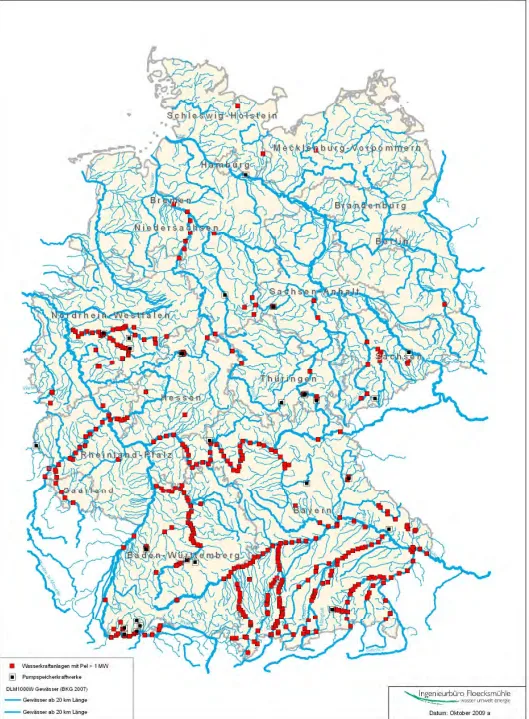 Wasserkraftstandorte in Deutschland