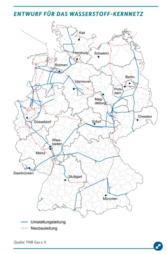 Entwurf für das Wasserstoff-Kernnetz 26.01.2024