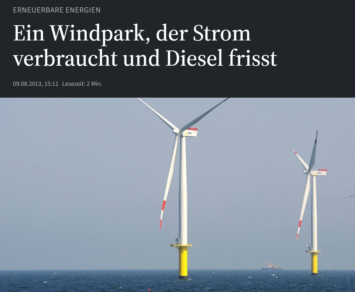 Ein Windpark, der Strom verbraucht und Diesel frisst