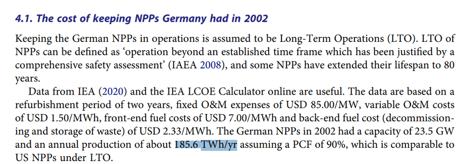 4.1. The cost of keeping NPPs Germany had in 2002