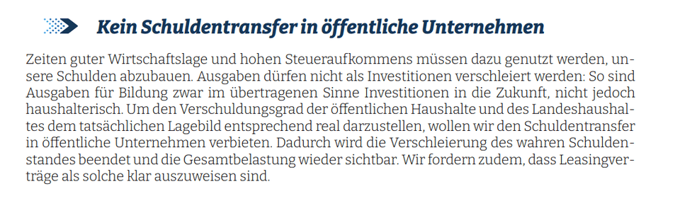 Kein Schuldentransfer in öffentliche Unternehmen