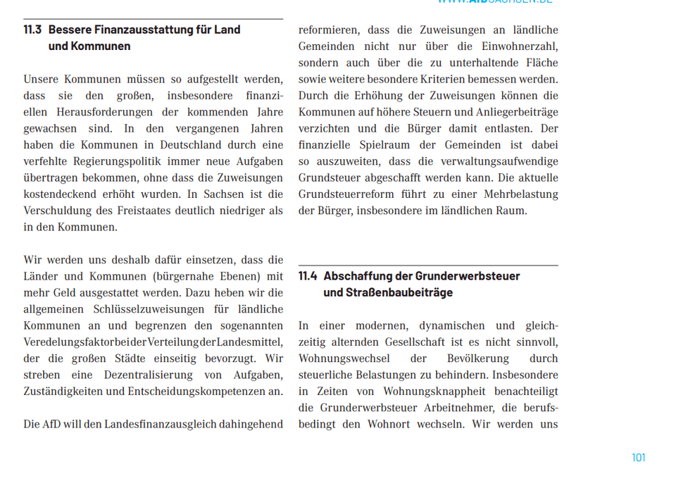 Unsere Kommunen müssen so aufgestellt werden, dass sie den großen, insbesondere finanziellen Herausforderungen der kommenden Jahre gewachsen sind. In den vergangenen Jahren haben die Kommunen in Deutschland durch eine verfehlte Regierungspolitik immer neue Aufgaben übertragen bekommen, ohne dass die Zuweisungen kostendeckend erhöht wurden. In Sachsen ist die Verschuldung des Freistaates deutlich niedriger als in den Kommunen