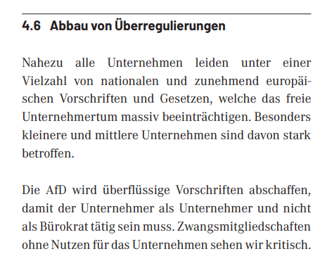 Nahezu alle Unternehmen leiden unter einer Vielzahl von nationalen und zunehmend europäischen Vorschriften und Gesetzen, welche das freie Unternehmertum massiv beeinträchtigen. Besonders kleinere und mittlere Unternehmen sind davon stark betroffen.