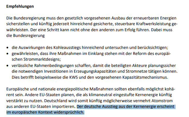 Europäische und nationale energiepolitische Maßnahmen sollten ebenfalls möglichst kohärent sein. Andere EU-Staaten planen, die als klimaneutral eingestufte Kernenergie künftig
verstärkt zu nutzen. Deutschland wird somit künftig möglicherweise vermehrt Atomstrom
aus anderen EU-Staaten importieren. Der deutsche Ausstieg aus der Kernenergie erscheint
im europäischen Kontext widersprüchlich