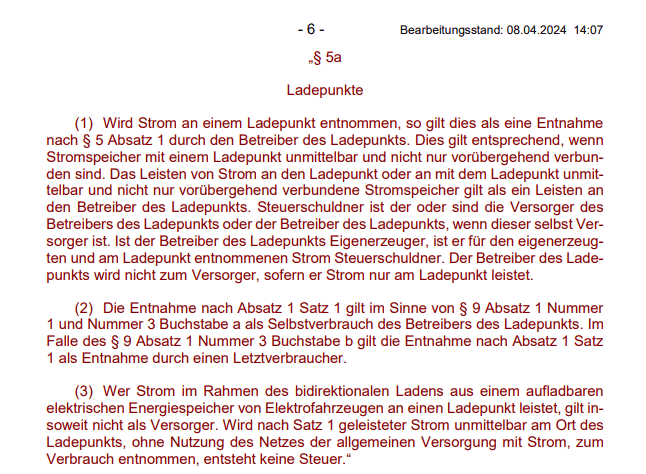 Entwurf eines Gesetzes zur Modernisierung und zum Bürokratieabbau im Strom- und Energiesteuerrecht von 08.04.2024