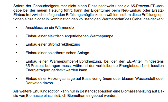 Gleichberechtigte Erfüllungsmöglichkeiten der 65-Prozent-EE-Vorgab