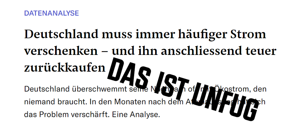 Deutschland muss immer häufiger Strom verschenken – und ihn anschließend teuer zurückkaufen Deutschland überschwemmt seine Nachbarn oft mit Ökostrom, den niemand braucht. In den Monaten nach dem Atomausstieg hat sich das Problem verschärft. Eine Analyse.
[Hinweis: Bei NZZs Clickbait Unsinn weigere ich mich den Originalartikel zu verlinken und poste stattdessen nette Musik.]