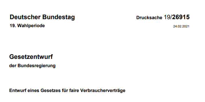 Entwurf eines Gesetzes für faire Verbraucherverträge