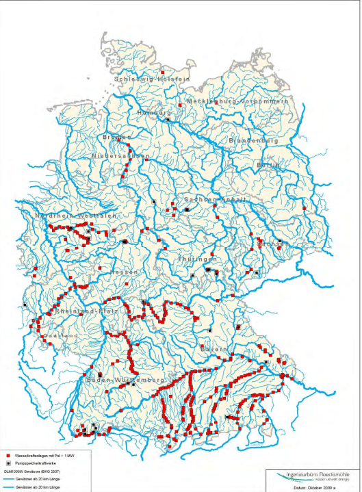 Wasserkraftstandorte in Deutschland