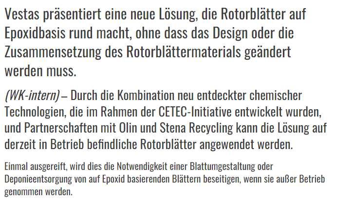 Vestas präsentiert eine neue Lösung, die Rotorblätter auf Epoxidbasis rund macht