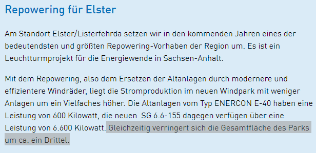 Windpark Elster Repowering