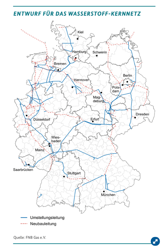 Entwurf für das Wasserstoff­-Kernnetz 26.01.2024