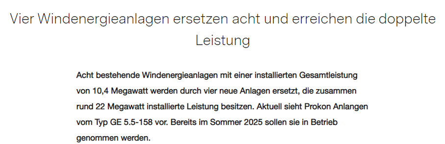 Vier Windenergieanlagen ersetzen acht und erreichen die doppelte Leistung