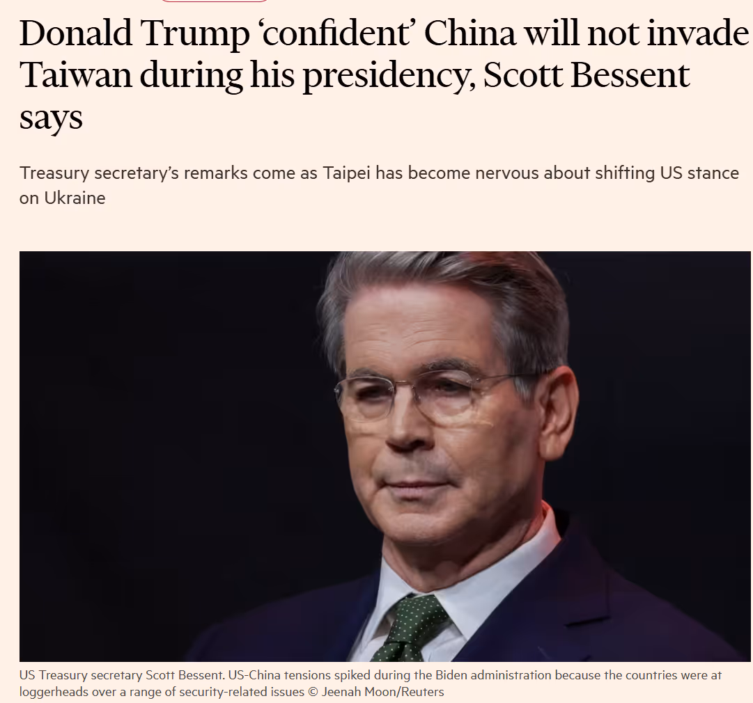 Donald Trump 'confident' China will not invade Taiwan during his presidency
