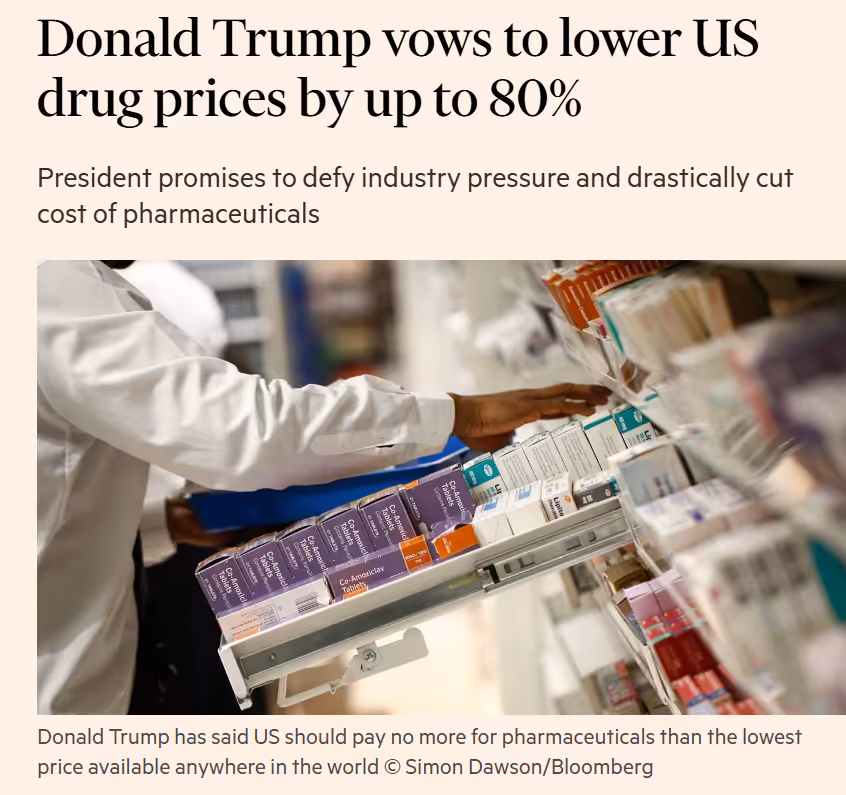 Donald Trump verspricht, die Arzneimittelpreise in den USA um bis zu 80 % zu senken.